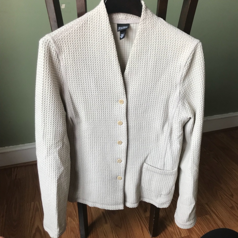Eileen Fisher Cream waffle viscose mix blazer!